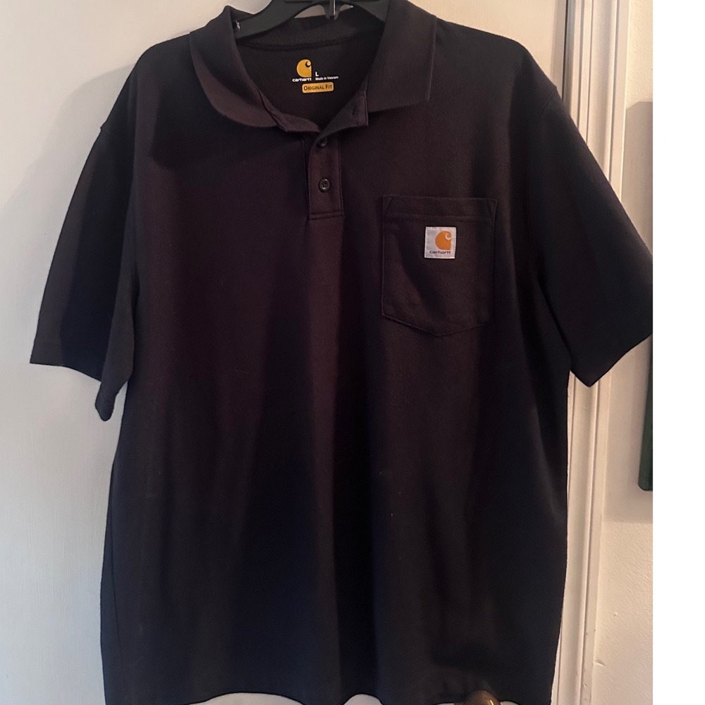 Carhartt Mens Original Fit‎ Short Sleeve Pocket Polo Shirt Black Large K121